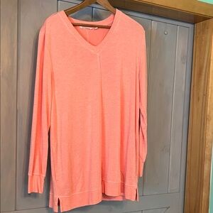 Soft Surroundings Coral Long Sleeve V-Neck Top